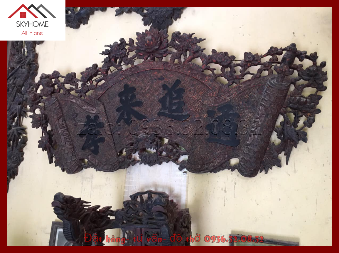 Hoành phi gỗ phòng thờ chữ duật truy lai hiếu